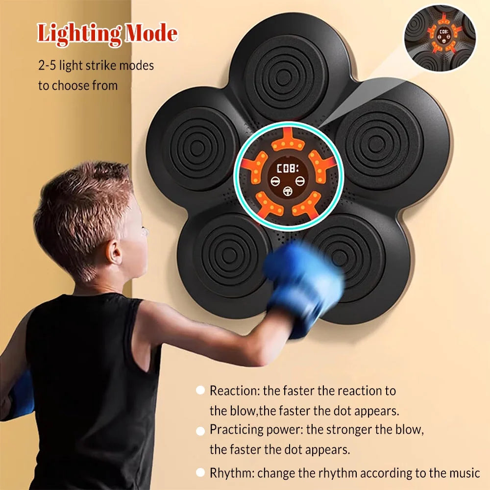 New Music Boxing Machine with Boxing Gloves, Wall-Mounted Smart Bluetooth Boxing Trainer for Home, Indoor and Gym